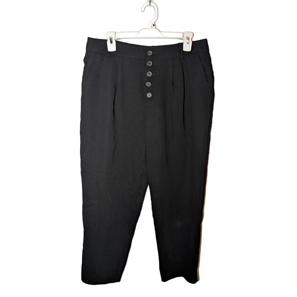 By Anthropologie Sasha Button Fly Tapered Black Trousers